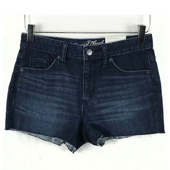 Nwt DARK DENIM HIGH RISE SHORTIE SHORTS - Picture 1 of 7